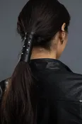 4″ Leather Diamond Cut-Out w/ Crystals Hair Glove