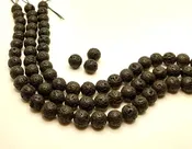 8mm Black Lava 24 Beads on 8in. Strand