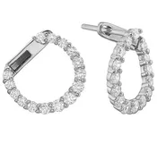 14K White Gold Front-Facing Diamond Hoop Earrings