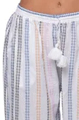 100% Cotton Multi Stripe Crop Drawstring Tassel Beach Pants
