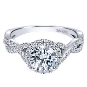 14k White Gold Diamond Halo Engagement Ring