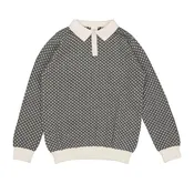 Analogie Black/Cream Heirloom Knits Collared Sweater