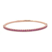 14K Rose Gold Flexible Bangle Bracelet With Pink Sapphires