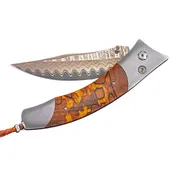 Beech Wood Humbold Copper Wave Damascus Pocket Knife by William Henry
