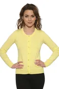 0202 Crewneck Cardigan in Yellow