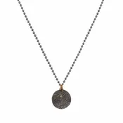 0.01ct Diamonds in 925 Sterling Silver & 24K Gold Talismanic Evil Eye Lucky Charm Necklace