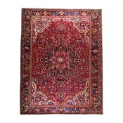 10' 0" x 12' 11" - NAVY AND RED HERIZ GEOMETRIC PERSIAN RUG ( 305 x 394 CM )