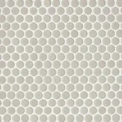 360° 3/4" Penny Round Glazed Porcelain Mosaic 12X12 Off White Gloss