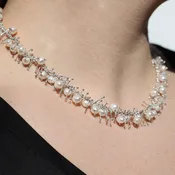 Delicate Feather Necklace in Silver: Pearl