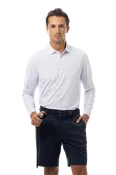 MEN'S SOLAIR COOL LONG SLEEVE POLO. WHITE. NAVY DOT. 900841A