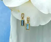 Aquamarine Rectangle Drop Earring — The Passdoor