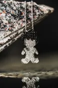 10k White Gold Black and White Diamond Boy Pendant