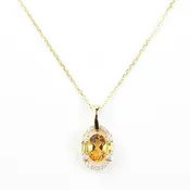 14k Yellow Gold Citrine, Yellow Sapphire and Diamond Necklace