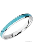 3 mm wide/Domed/Cobalt Chrome band with one 2 mm Centered inlay of Turquoise.