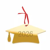 2026 Mirrored Gold Grad Cap Graduate Personalized Ornament #ACOR-PERS-GRADCAP26-MRGD