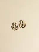 Devin 2 - Black White Gold Acrylic Statement Stud Earrings