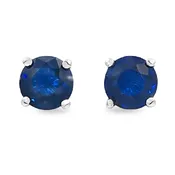 14K White Gold - 5.2mm Sapphire Stud Earrings