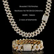 12mm VVS Mojssanite/925 Cuban Bracelet \Diamond Cuban Link Chain Necklace