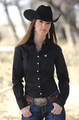 Cinch Ladies Solid Black Button Down Shirt