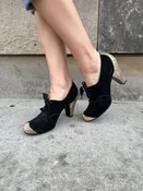 30s/40s Black Suede Reptile Shoes, Connie