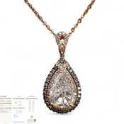 14k Rose Gold GIA 2.10ct J SI2 Pear Diamond Halo Pendant Necklace 0.50ctw 18"