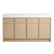 60″ Avery Freestanding Bathroom Vanity Cabinet with White Resin Sink, Soft-Close Doors &amp; Storage