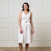 A-Line Organic Dress with Sash Taupe