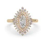 1.00 Carat Marquise Floral Double Halo Lab Grown Diamond Statement Engagement Ring