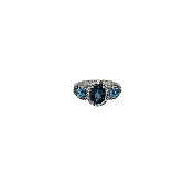 10K White Gold Blue Topaz and Diamond Halo Ring - HOUSEWARE THRIFT STORE