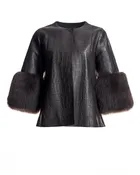 Croc Stamped Leather Jacket -Maximilian