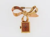 14K ROSE GOLD BROOCH WITH WATCH