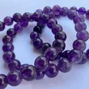 Amethyst Bracelet - Wholesale Beaded Bracelets - 8mm beads