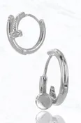 14K Gold Dipped Round Nail, CZ, Sterling Silver Hoop Earring