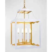 Alba Gloss White Lantern With Golden Accents