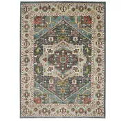 10'2''x14'1'' Hand Knotted Wool Gray Oushak Geometric Spandrels Heriz Rug