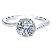 14K White Gold Round Halo Diamond Engagement Ring