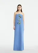 3D Peony Embroidered Faille Gown