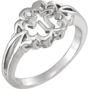 10K, 14K Gold or Sterling Silver Chastity Ring Cross Design