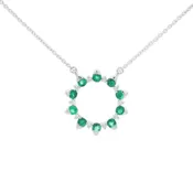 14k White Gold Diamonds and Emeralds Circle Pendant – PN266DE