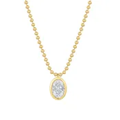 Bezel Set Oval Lab Diamond Drop Beaded Necklace