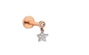 14k yellow gold star dangling piercing containing .03ctw whi...