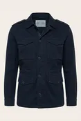 Adjustable Waist Cotton Utility Jacket - Navy