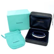 18K WG Tiffany & Co Streamerica Diamond Hinged Bangle Bracelet W Box #J70684-1