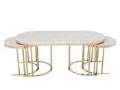 2 In 1 Coffee Table Gold Legs - White Top
