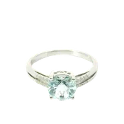 14kt White Gold Aquamarine & Diamond Accent Ring