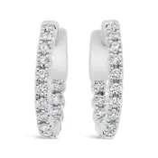 14K White Gold Diamond Inside-Outside Hoop Earrings