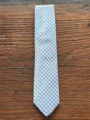 100% SILK BLUE DOTS WOVEN TIE, THE LABEL