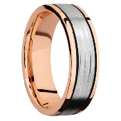14K Rose Gold with Polish Finish and 14K White Gold Inlay