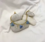 Blue Heart Charm Bracelet with Gold Accents | Elegant Jewelry — Tonya Lov Jewelry