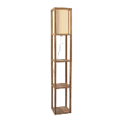 Pinnacle Shelf Floor Lamp For Bedroom/Living Room, Natural Wood with Long Shade
